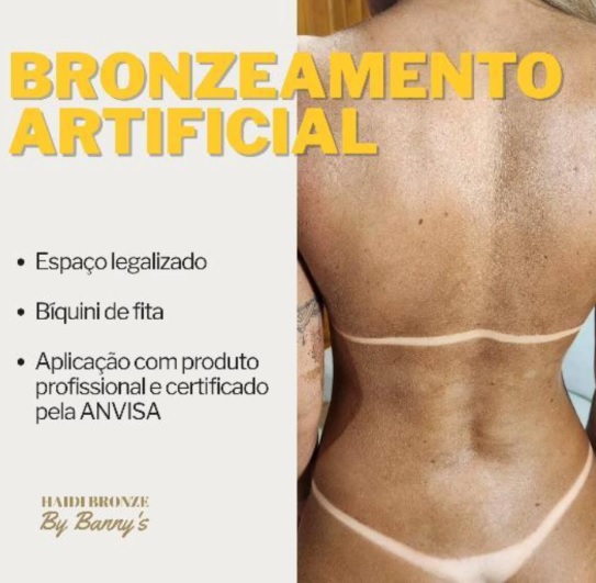 Cliente após bronzeamento Banny’s no salão Haidi Breunig Nova Petrópolis